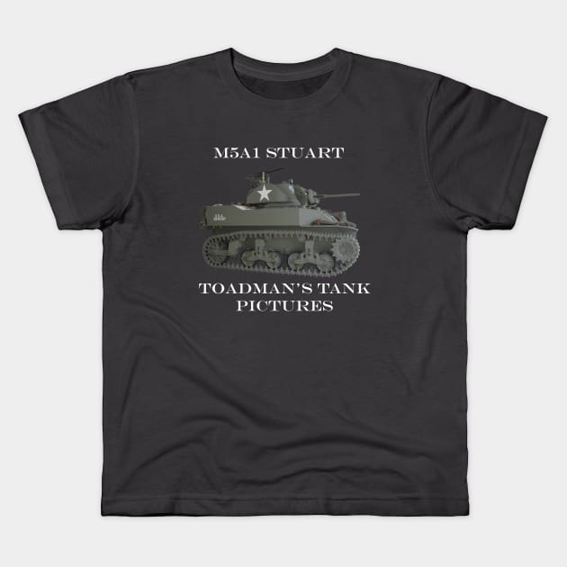 M5A1 Stuart_whttxt Kids T-Shirt by Toadman's Tank Pictures Shop